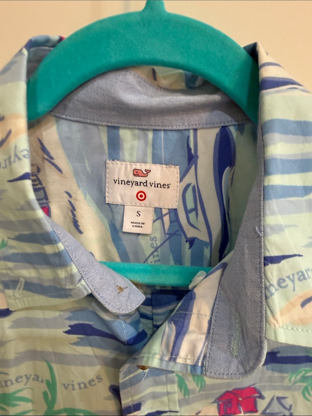 Vineyard Vines Blue & Navy Patterned Short-Sleeve Button-Down Shirt